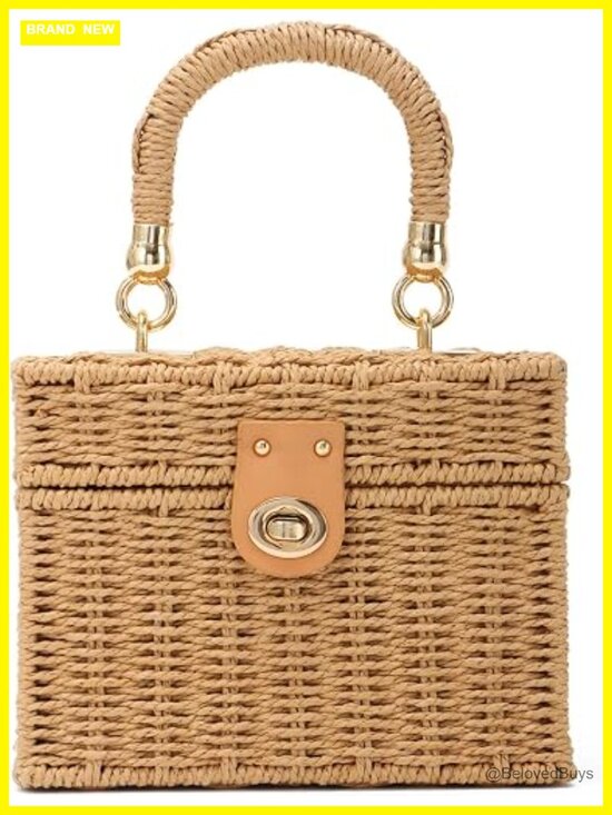 Handbags - Woven Paper Straw Tote Bag Summer Beach Rattan Crossbody Shoulder